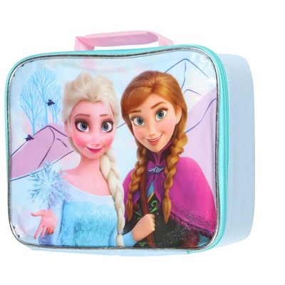 Disney Frozen Lunch Box for Kids | Elsa and Anna Glitter Shimmer Effect Full Zip Insulated Lunch Tote Bag Multicolored
