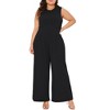 Agnes Orinda Women's Plus Size Sleeveless Crew Neck Wide Leg with Pocket Jumpsuit - 2 of 4