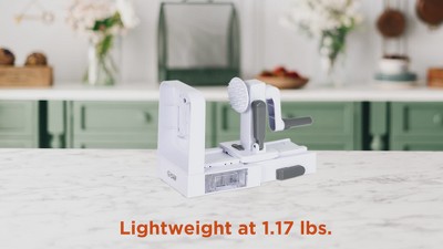 White Manual Vegetable Spiralizer with Stainless Steel Blades