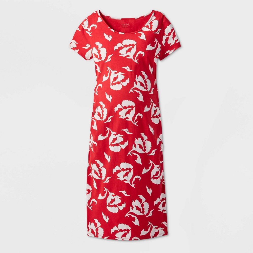 Maternity Floral Print Short Sleeve T-Shirt Dress - Isabel Maternity by Ingrid & Isabel Red XS was $24.99 now $10.0 (60.0% off)