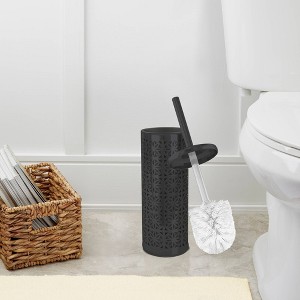 Laser Cut Oil-Rubbed Bronze Toilet Brush Holder with Lid Bronze - Nu Steel - 1 of 3