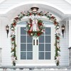24" Christmas Wreath for Front Door, Prelit Christmas Wreath with Lights, Red Gold Ball Ornaments, Pine Cones &Bow for Fireplace Home Holiday Decor - 4 of 4