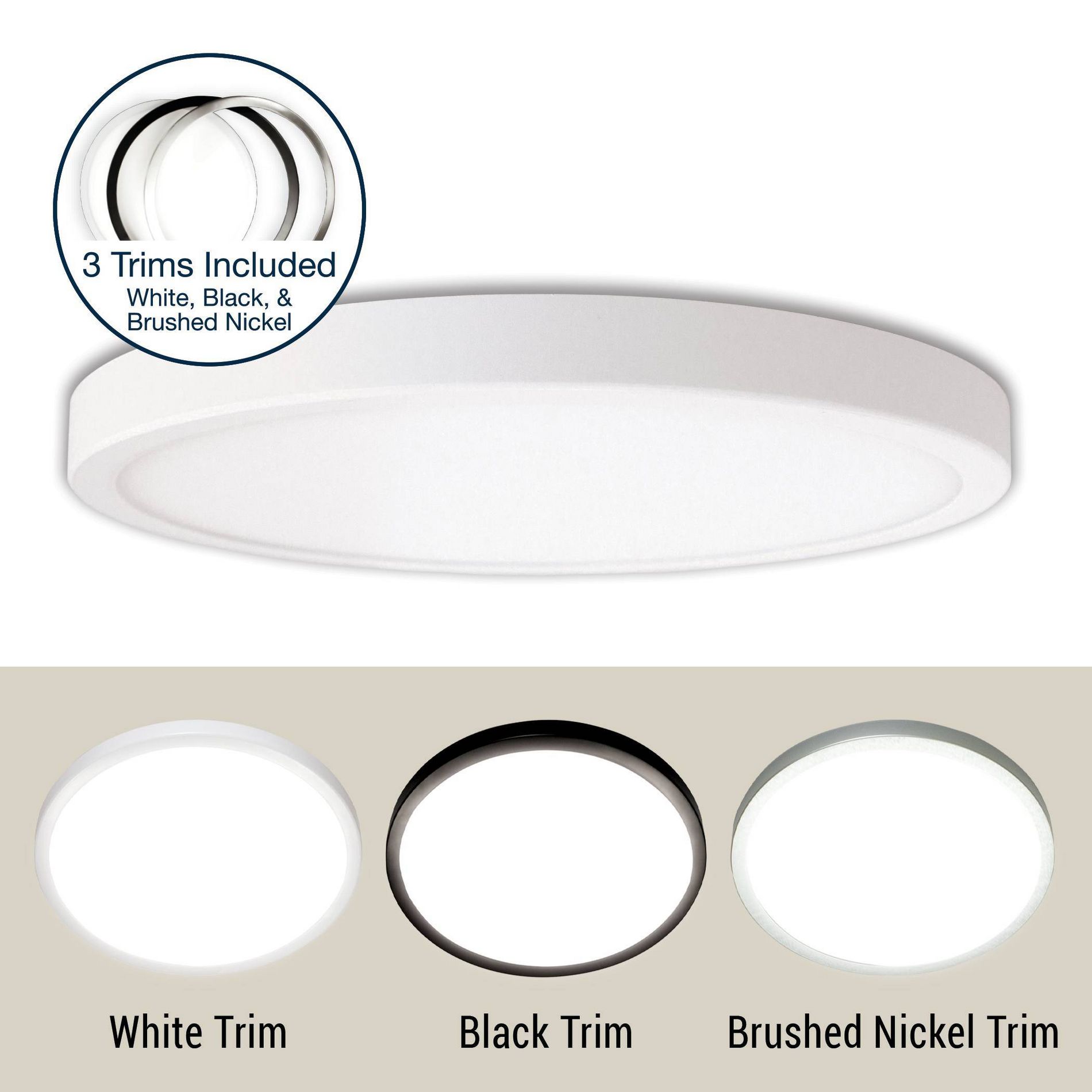 GT-Lite 11" Round 1800 Lumen LED Flat Panel White Black Nickel Flush Mount 5 CCT Dimmable