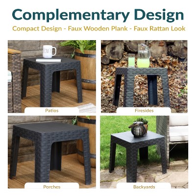Gray 18" Square Polypropylene Outdoor Patio Side Table