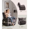 27" Rocker Recliner Chair, 1.5X Sponge Filling, 360 Degree Swivel, PU Leather, Side Pockets and Cup Holders, Reclining 135 Degrees, Coffee - 4 of 4