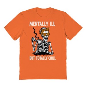 Rerun Island Men Mentally Ill Totally Chill Short Sleeve Graphic Cotton T-Shirt - 1 of 4