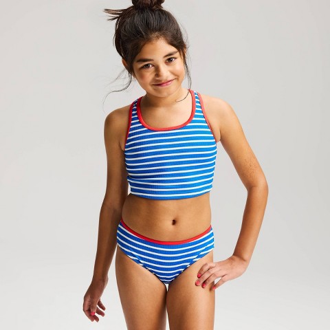 Детские купальники Cat & Jack Girls' Striped Tankini Set - Cat & Jack™ Blue M