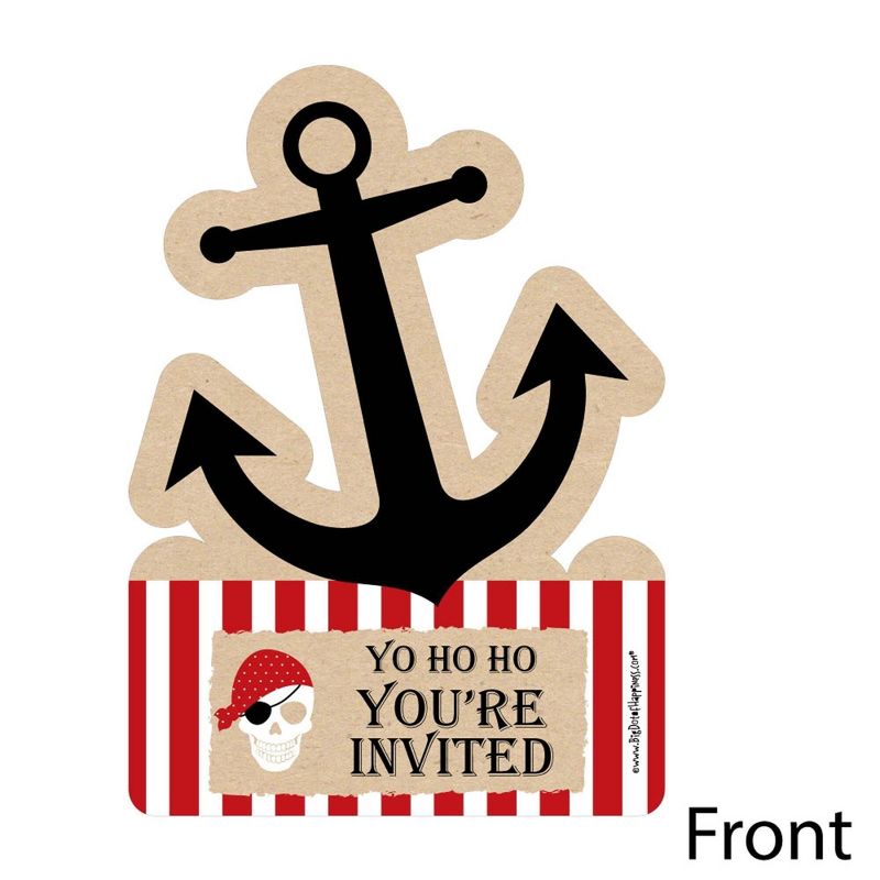 Big Dot of Happiness Beware of Pirates - Shaped Fill-In Invitations - Pirate Birthday Party Invitation Cards with Envelopes - Set of 12, 2 of 6