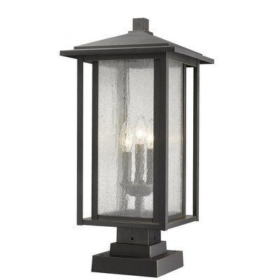Aspen Oil Rubbed Bronze Outdoor Pier Lantern with Seedy Glass Shade