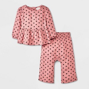 Baby Girls' 2pc Gauze Peplum Shirt and Pants Set - Cat & Jack™ - 1 of 4