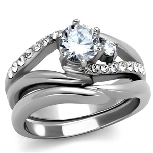 Slickblue Women’s Stainless Steel Ring, High Polished No Plating, Clear CZ Stone, Wedding Fashion Ring, Sizes 5-10 - 1 of 4