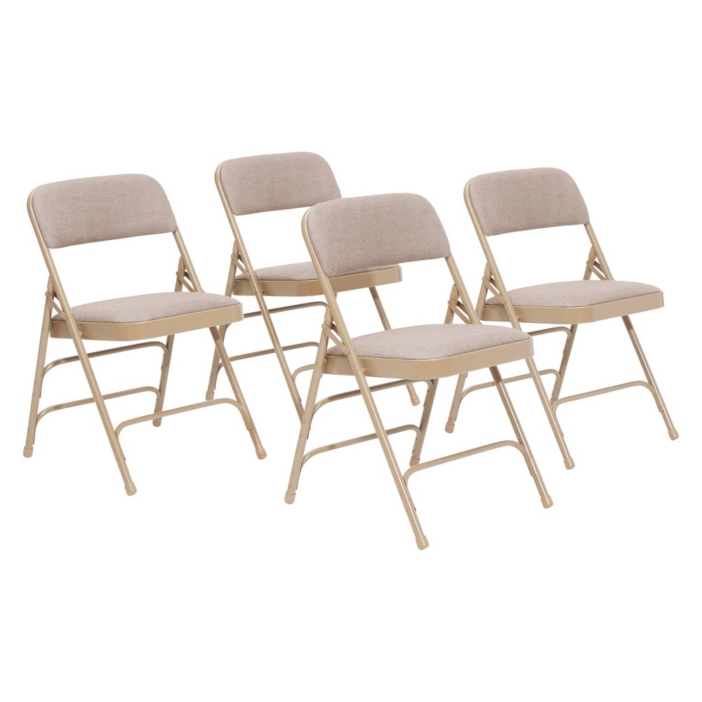 Photos - Computer Chair Set of 4 Deluxe Fabric Padded Triple Brace Folding Chairs Beige - Hampden