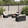 vidaXL 10 Piece Patio Sofa Set with Cushions Black Poly Rattan - Black and Cream - 2 of 4