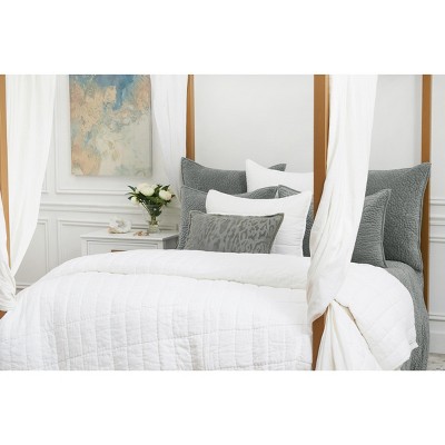 Silver Moss Embroidered Cotton Velvet Throw Pillow
