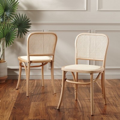 Natural Cane and Wood Side Chair Set