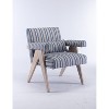 Stripe Armchair Upholstered Accent Chair Lounge Reading Chair With Lumbar Pillow And Kd Rubber Wood Legs-The Pop Home - 4 of 4