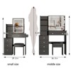 FONTOI Bedside Cabinet Vanity Table&Cushioned Stool with Hair Dryer Bracket, Dresser with Mirror, Black, 12.6"*50.4"*29.2" - 3 of 4