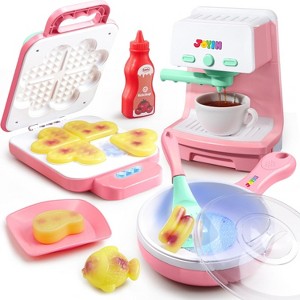 Joyfy Play Kitchen Toys with Lights and Sounds, Pretend Play Toy Set for Girls Boys, Color Changing Breakfast Play Set, Easter Birthday Gift for Kids - 1 of 4