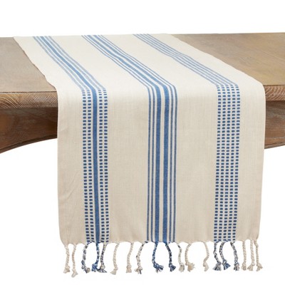 Saro Lifestyle Cotton Table Runner With Casual Striped Design, Navy ...