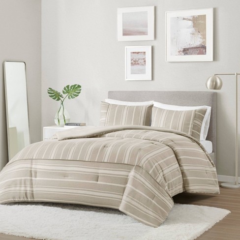 5pc Full/queen Reversible Heathered Herringbone Stripe Comforter Set Blue -  Threshold™ : Target