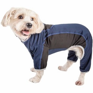 Pet Life (R) Active 'Warm-Pup' Heathered Performance 4-Way Stretch Two-Toned Full Body Warm Up - 1 of 4