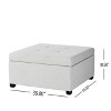 Square Storage Ottoman Upholstered Ottoman Footstools with Tufted Waffle Stitching, Light Gray-Merax - 4 of 4