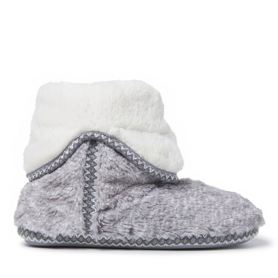 Cozy Leopard Faux Fur Women's Bootie Slipper in Grey Frost
