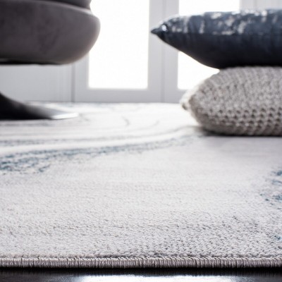 Orchard Gray & Blue Abstract Hand-Knotted 2'2" x 5' Rug