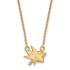 Black Bow Jewelry 14k Yellow Gold Plated Sterling Silver San Jose Sharks NHL Necklace 18 Inch - 1 of 4