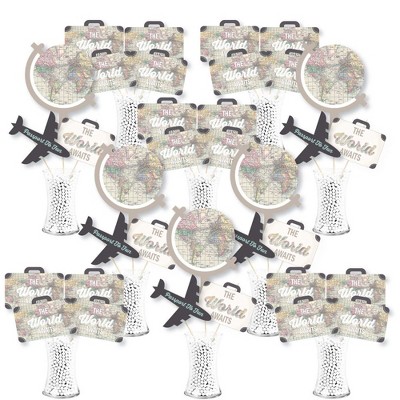 Big Dot of Happiness World Awaits - Travel Themed Party Centerpiece Sticks - Showstopper Table Toppers - 35 Pieces