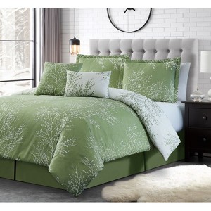FIONECA Foliage Patterned Reversible Comforter Set Coordinating Shams Machine Washable Natural Elegance Bedding For Bedrooms - 1 of 4