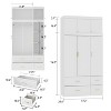 Hitow White Armoire Modern Minimalist Wardrobe Set Lines Pattern Gold Accessories - 3 of 4