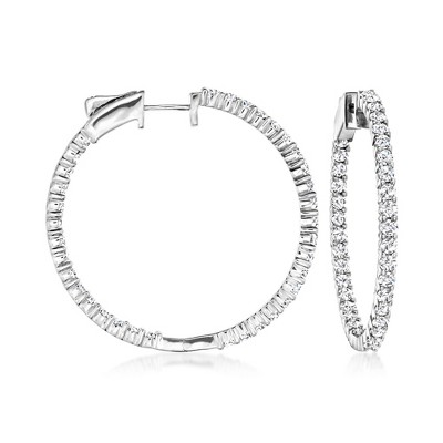 Ross-Simons 3.00 ct. t.w. Diamond Inside-Outside Hoop Earrings in Sterling Silver