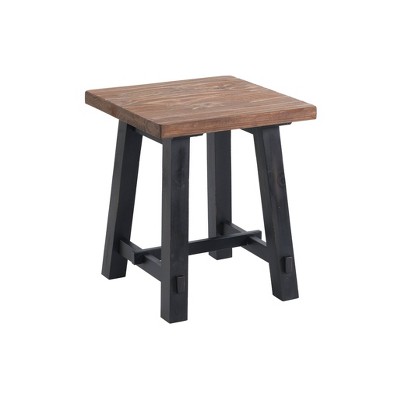 Adam 27" Natural and Black Solid Wood Side Table
