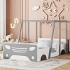NicBex Twin Size Kids Montessori Bed with wheels and door Design,Car-shaped Floor Bed,Toddler bed for Bedroom Playroom,Gray/Black - 2 of 4