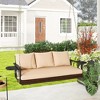 Resenkos 3-Person Wicker Swing Bench, Outdoor Patio, Porch, Natural, Comfortable Cushions, Cup Holders, - 4 of 4