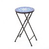 GDFStudio Erato Outdoor Ceramic Mosaic Folding Side Table, Blue, White, and Matte Brown - 4 of 4