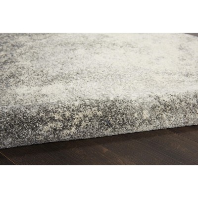 Extra Large Charcoal and Ivory Geometric Synthetic Rug