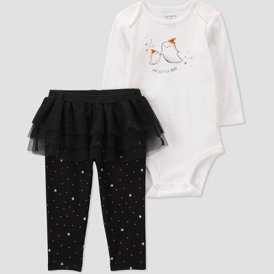 Carter's Just One You® Baby 'My Little Boo' Halloween Top and Bottom Set - Black/White 9M