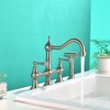 Double Handles Bridge Kitchen Faucet With Side Sprayer - 3 of 4
