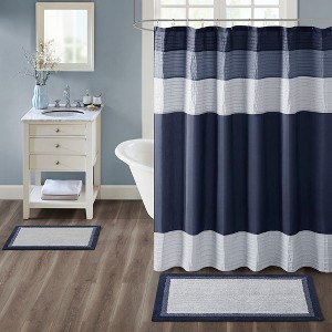 Contemporary Style Cotton Tufted Indoor Bath Rug, Color-Block Design Heavyweight Fabric Bath Rug for Year Round Use - 1 of 4