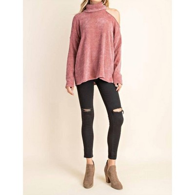 Women's Cold Shoulder Turtleneck Sweater - FSL Apparel
