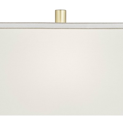 Gold Geometric Table Lamps with White Shades, Set of 2
