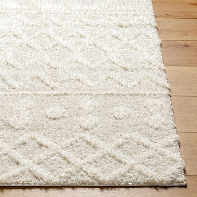 Daris Cream Geometric Polyester Area Rug 5'3" x 7'