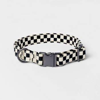Checkerboard Dog Fashion Adjustable Collar - M - Black/White - Boots & Barkley™