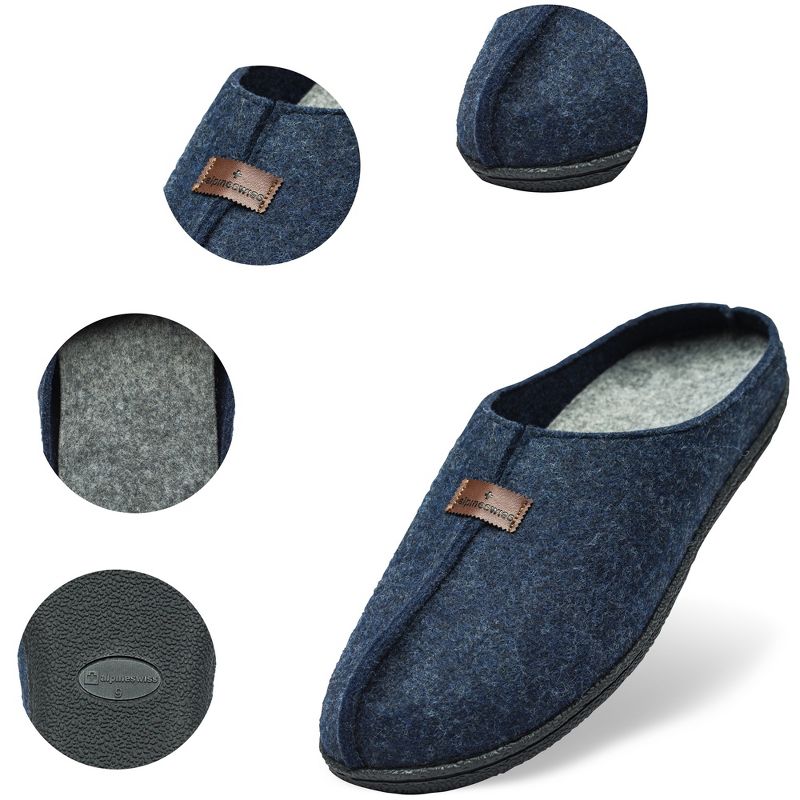 Alpine Swiss Bruce Mens Felt Faux Wool Clog Slippers Comfortable Slip On House Shoes, 3 of 7