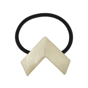 Unique Bargains Elegant Scrunchies Hair Elastic Band Gold Tone Black 1 Pc - 1 of 4