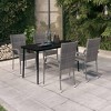 vidaXL Garden Dining Set Black PE rattan, powder-coated steel, glass - Gray and black 55.1" table length 4 - 2 of 4