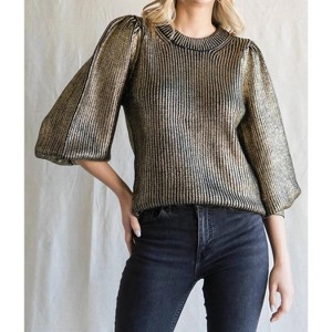 Women's Metallic Knit Pullover Top - Jodifl - 1 of 3