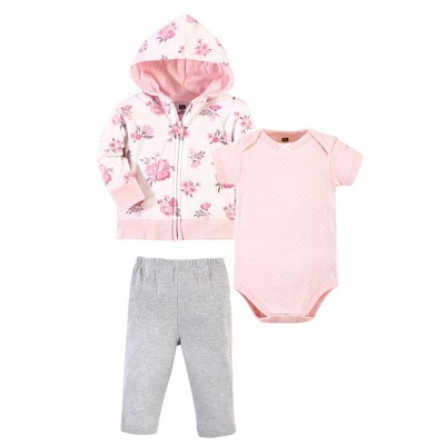NEW Girls 3 piece Set 12 Month Sweatshirt Hooded Vest Pants Outfit Pink Love 